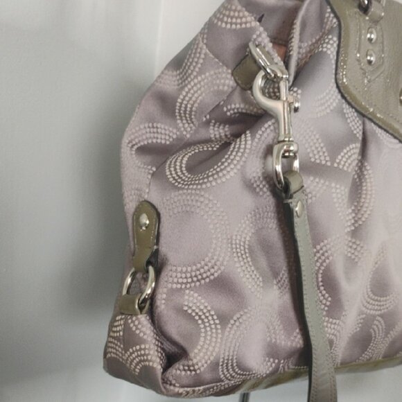 COACH Ashley Dotted Op Art Olive Green Gray Convertible Satchel Bag Shoulder Bag - Picture 4 of 12
